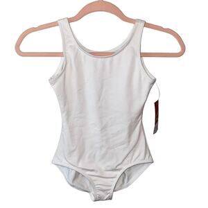 NWT Capezio White Tank Leotard Ballet Legline Child Medium Dance Ballet